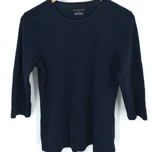 Christopher & Banks women's navy cotton ¾ sleeve pullover shirt, sleep size M
